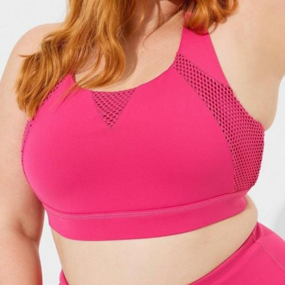 Torrid Pink Low Impact Wireless Mesh Cut-Out Active Sports Bra 5X NWT